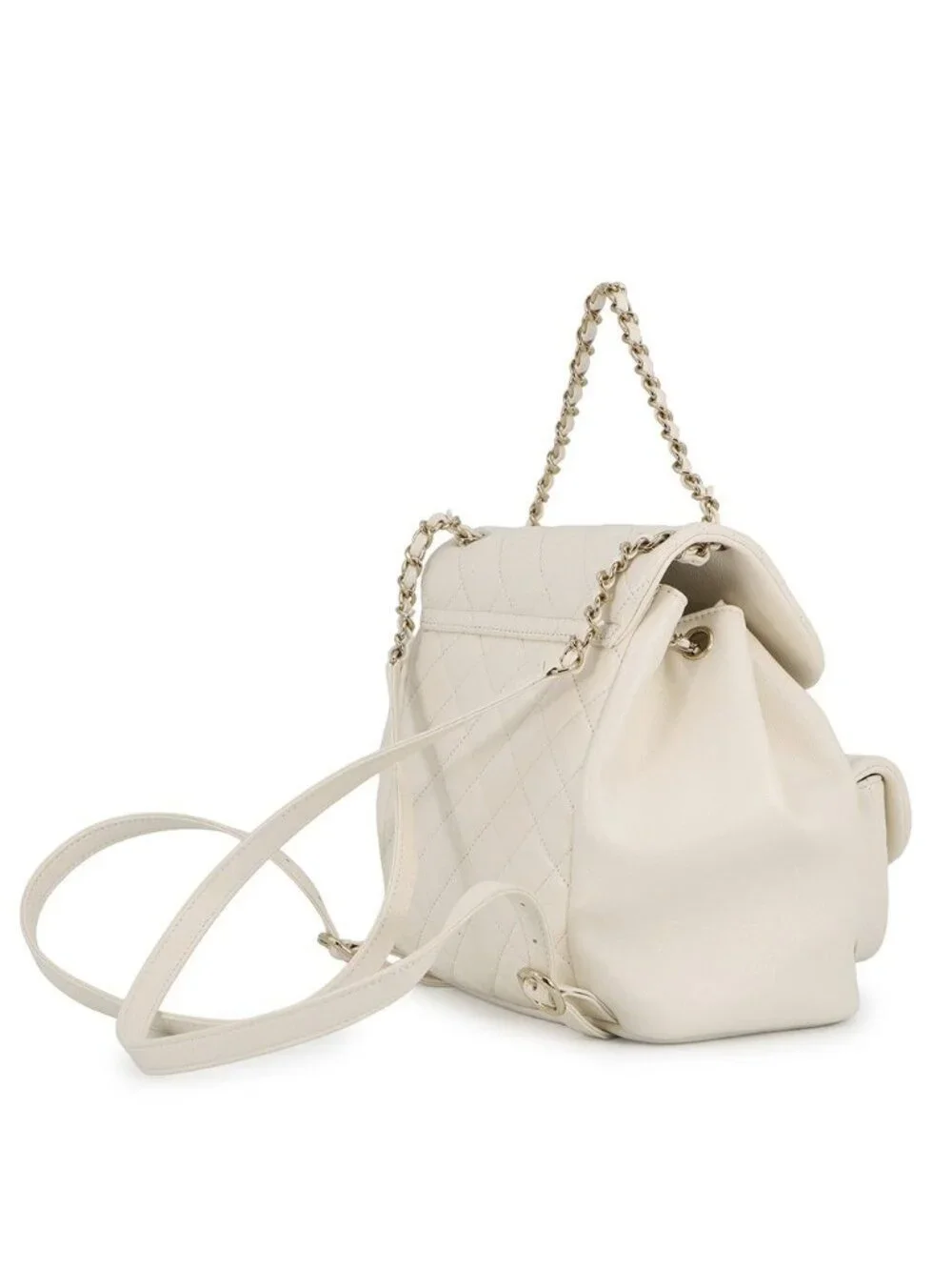 Chanel Backpack Quilted CC Logo Lambskin White